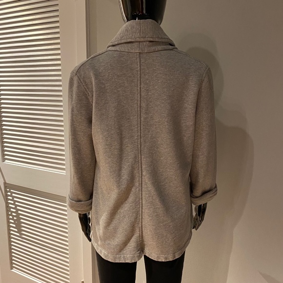 Theory Ashby Raj Grey Open Front Sweatshirt Cardigan 3/4 Sleeve Size M Sweater - Picture 5 of 12